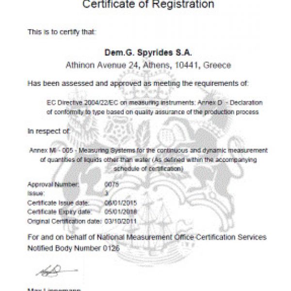 Certificate of registration
